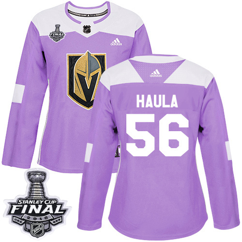 Adidas Golden Knights #56 Erik Haula Purple Authentic Fights Cancer 2018 Stanley Cup Final Women's Stitched NHL Jersey